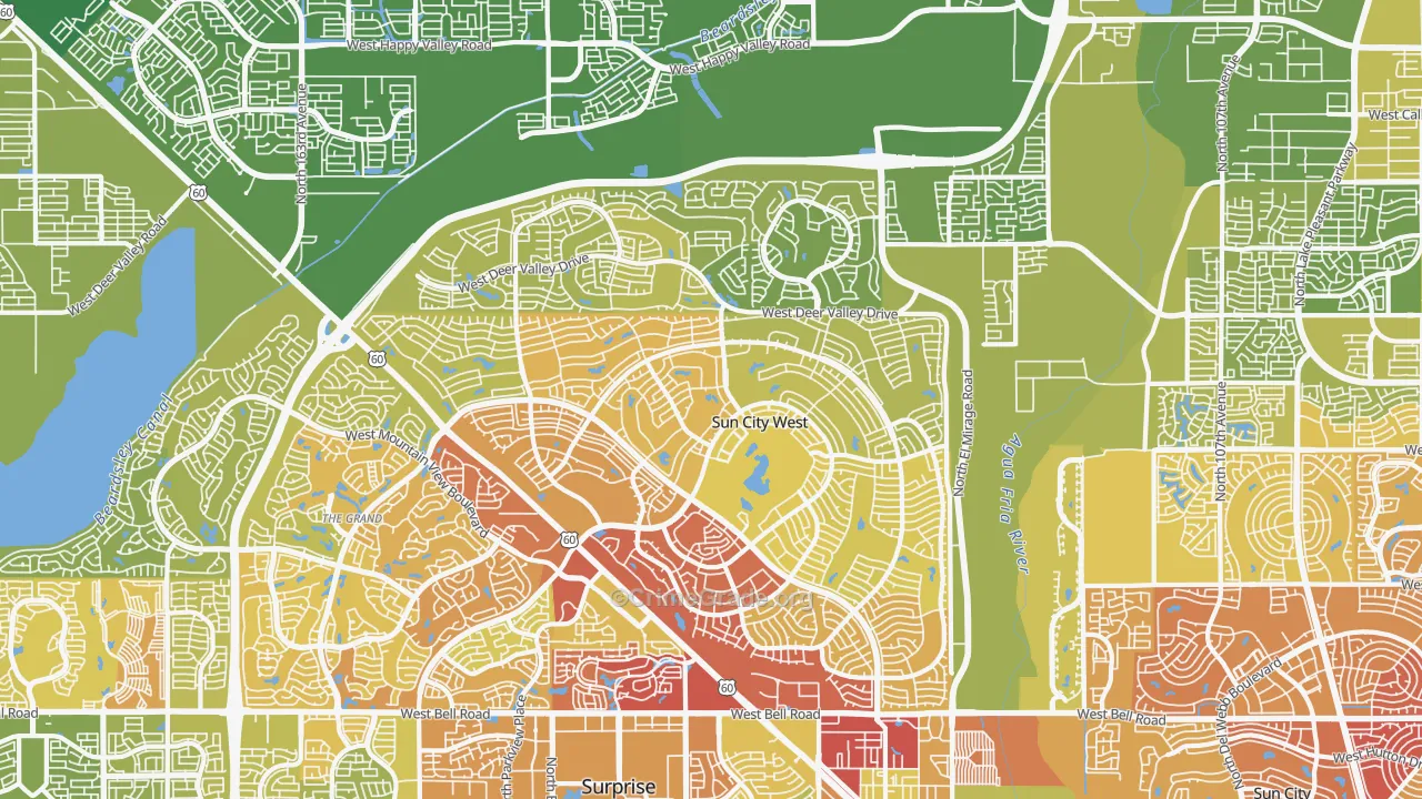 85375, AZ Map of Vehicle Theft Rates