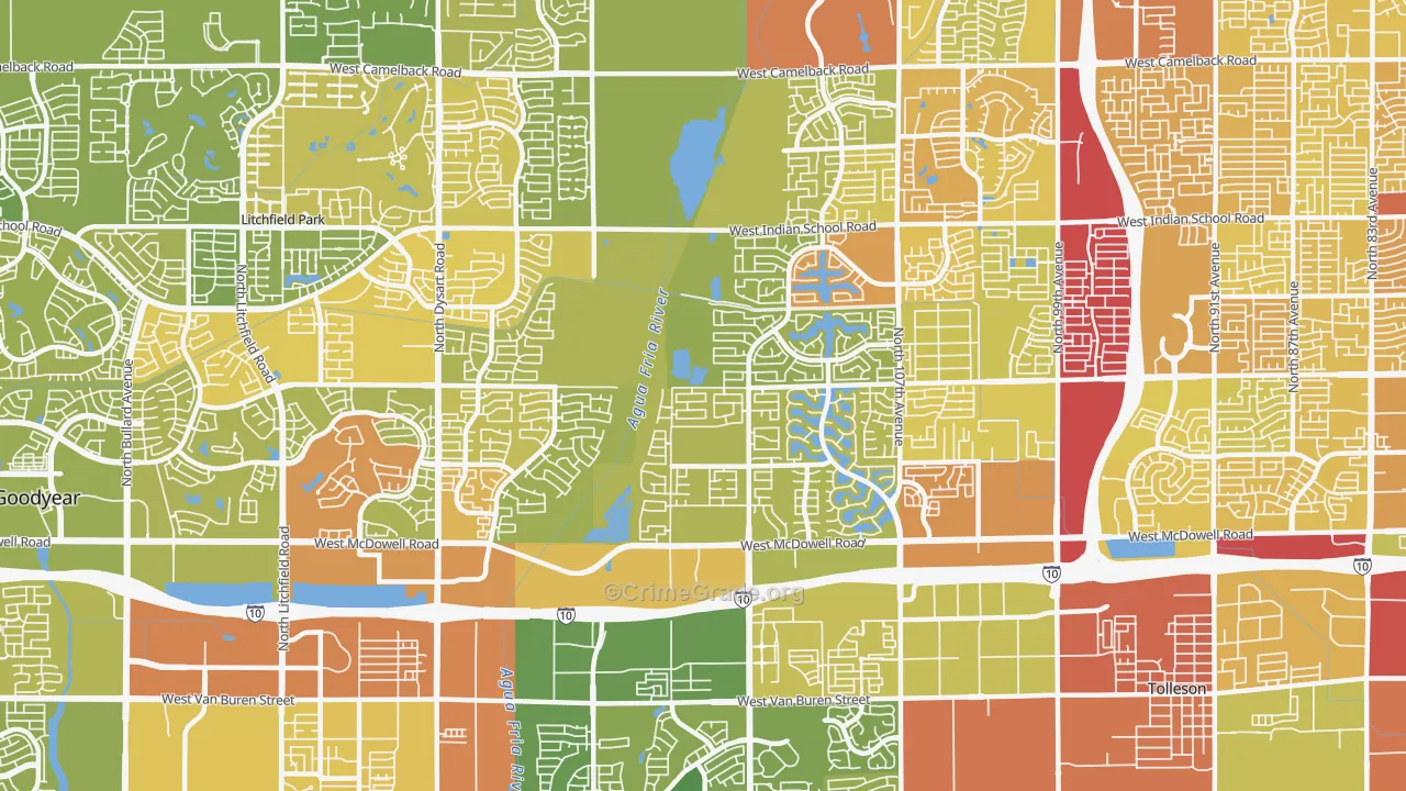 85392, AZ Map of Vehicle Theft Rates