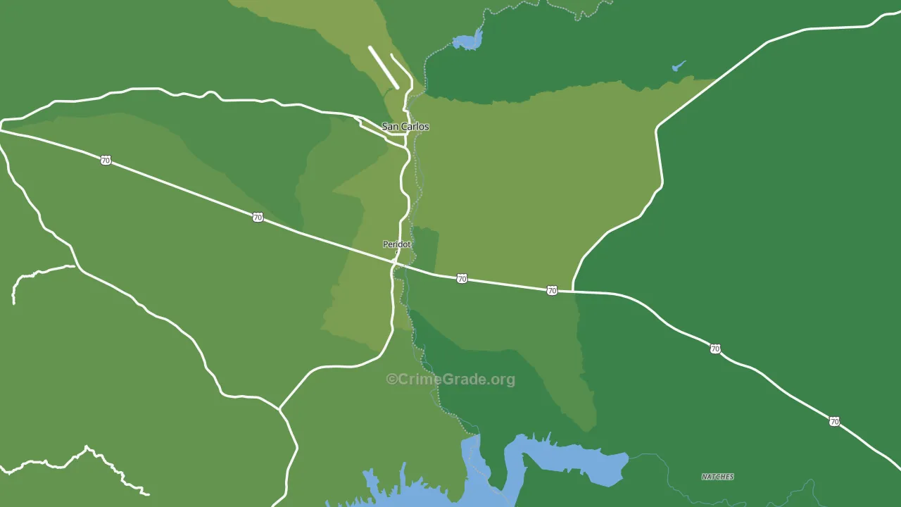 85542, AZ Map of Vehicle Theft Rates