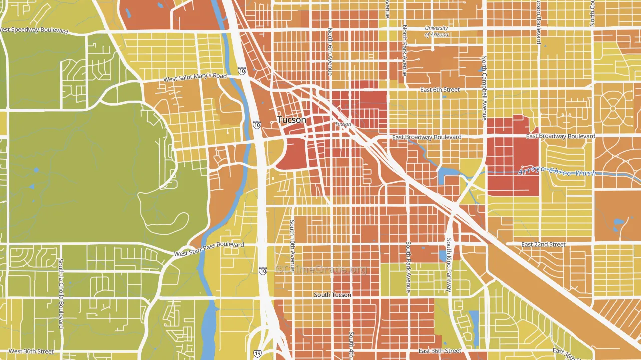 85701, AZ Map of Vehicle Theft Rates