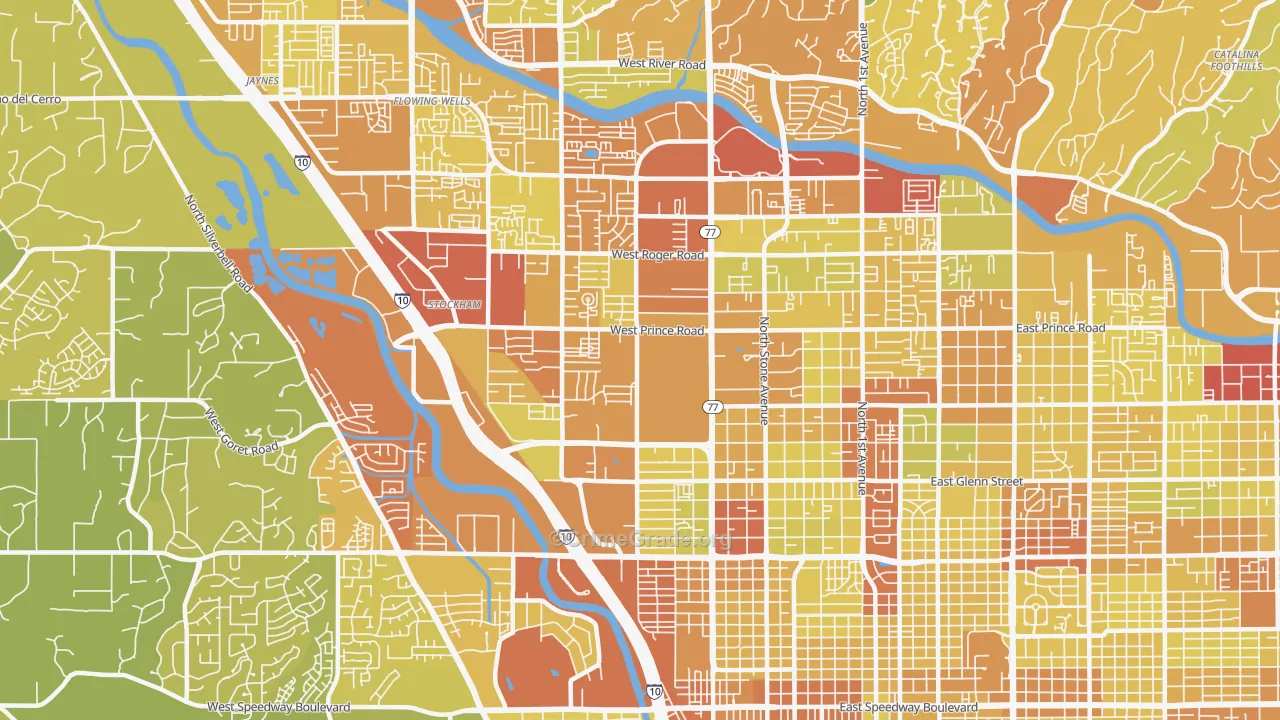85705, AZ Map of Vehicle Theft Rates