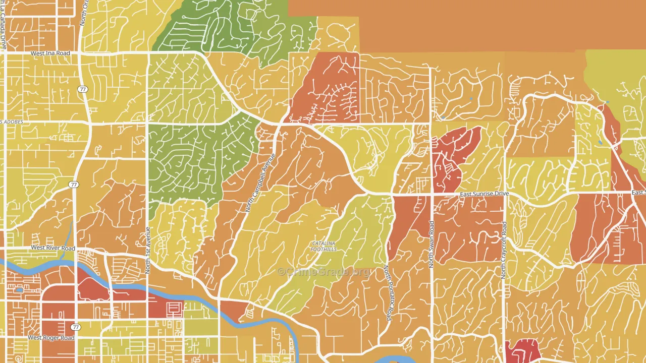 85718, AZ Map of Vehicle Theft Rates