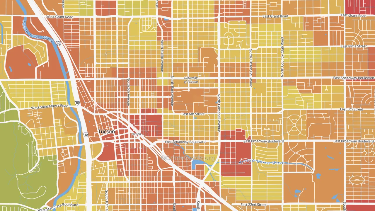 85721, AZ Map of Vehicle Theft Rates