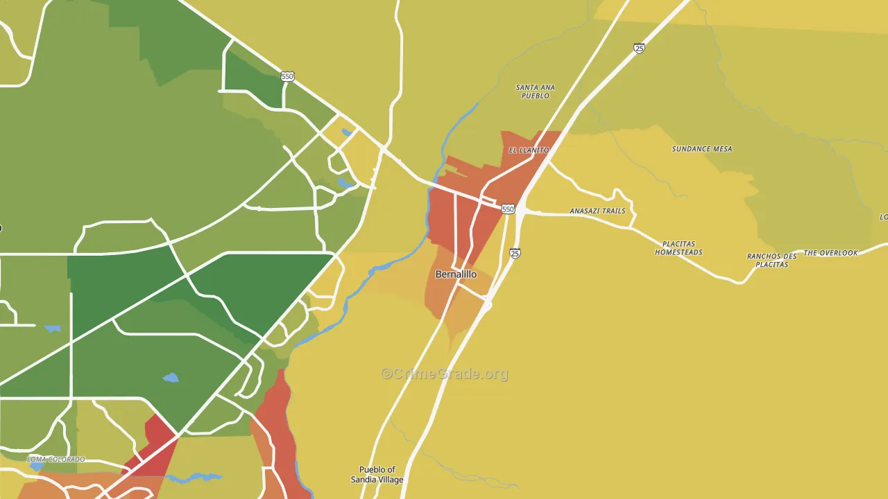87004, NM Map of Vehicle Theft Rates
