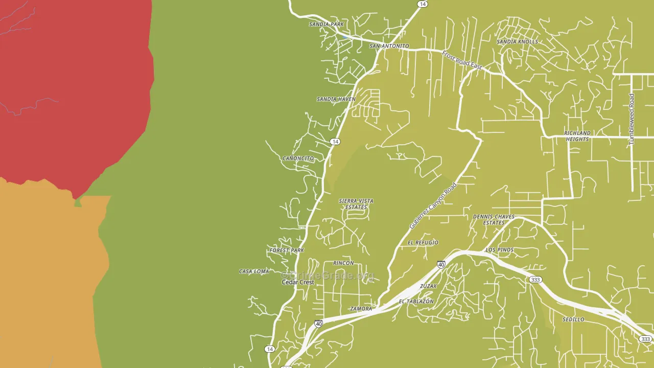 87008, NM Map of Vehicle Theft Rates