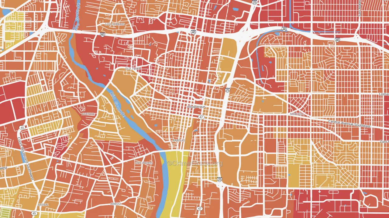 87102, NM Map of Vehicle Theft Rates