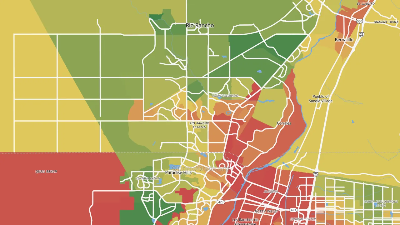 87124, NM Map of Vehicle Theft Rates