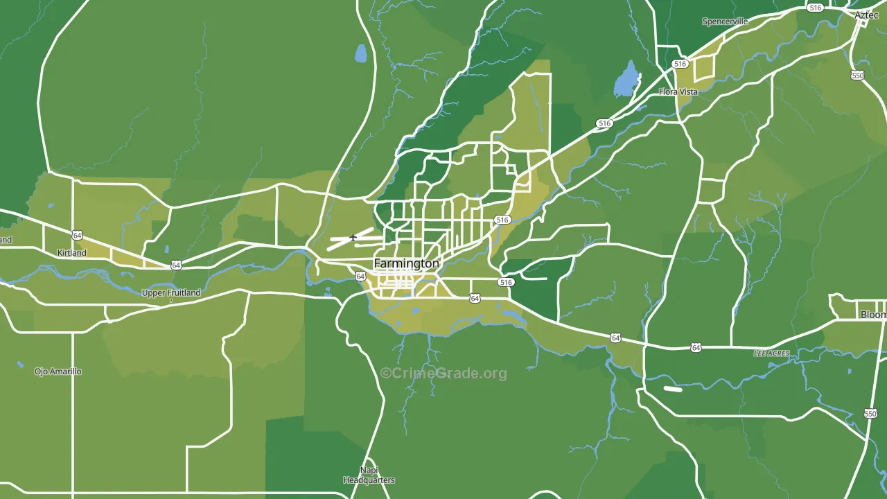 87401, NM Map of Vehicle Theft Rates