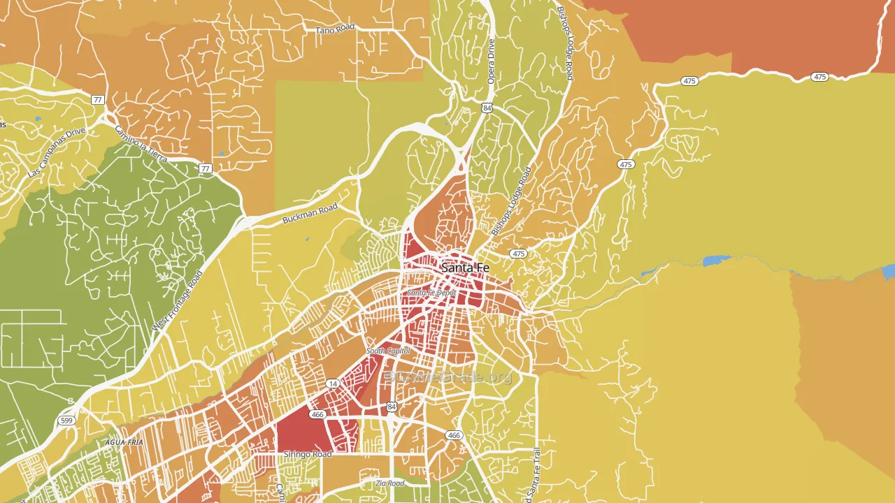 87501, NM Map of Vehicle Theft Rates