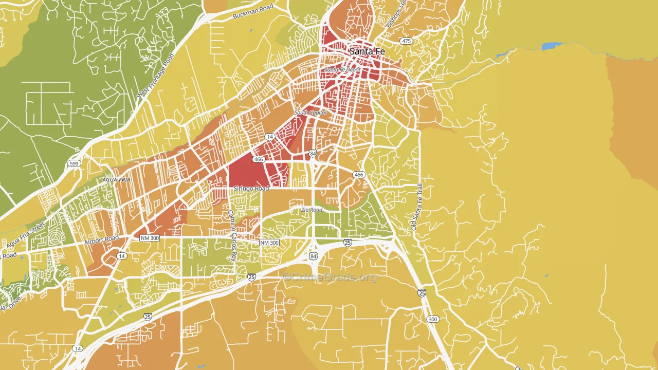 87505, NM Map of Vehicle Theft Rates