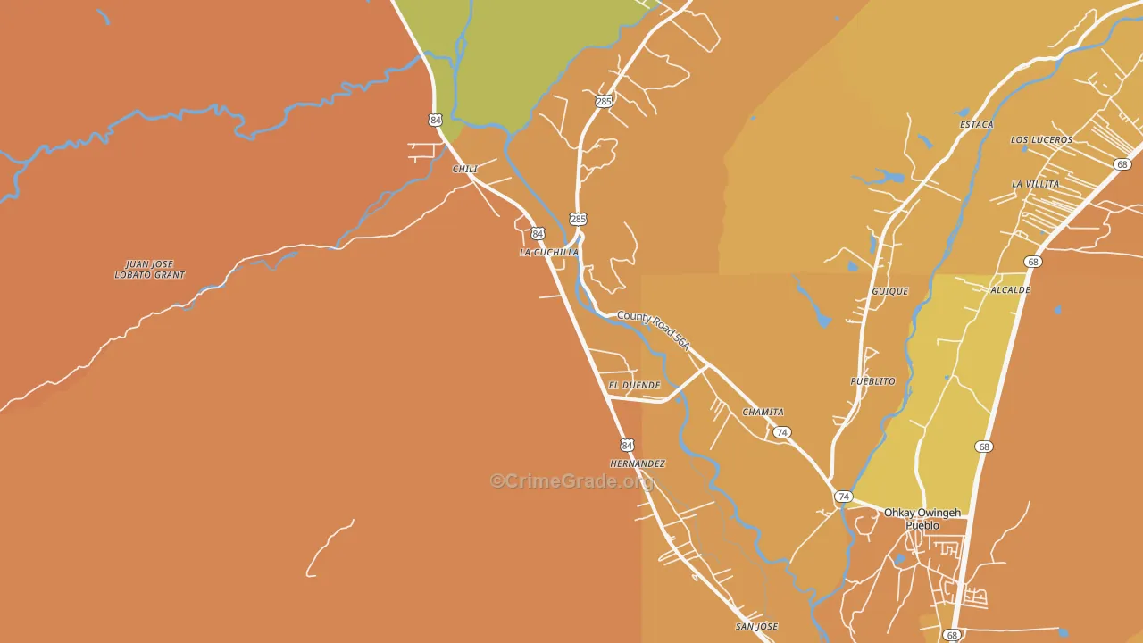 87537, NM Map of Vehicle Theft Rates