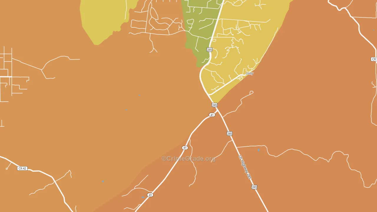 87540, NM Map of Vehicle Theft Rates