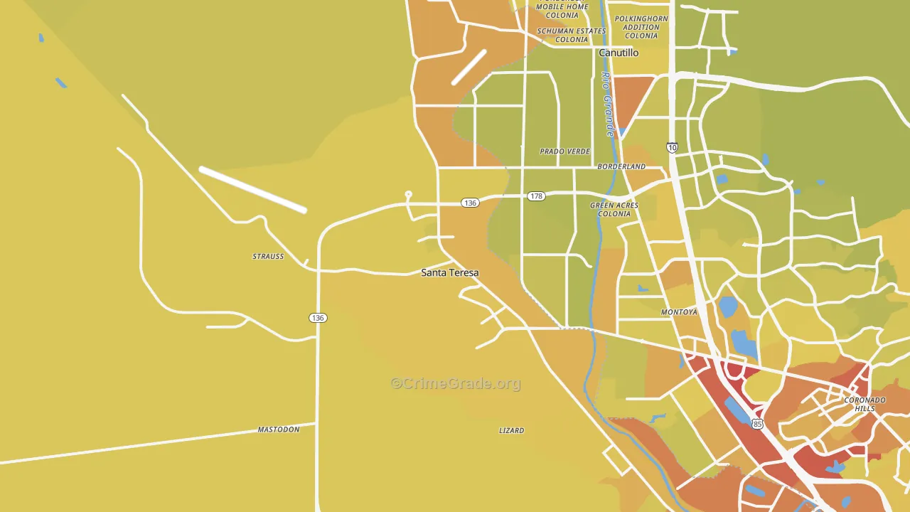 88008, NM Map of Vehicle Theft Rates