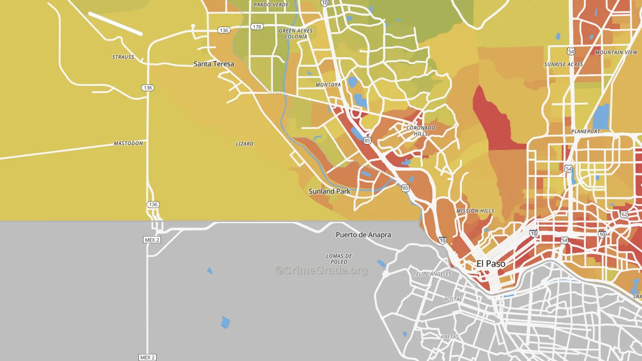 88063, NM Map of Vehicle Theft Rates
