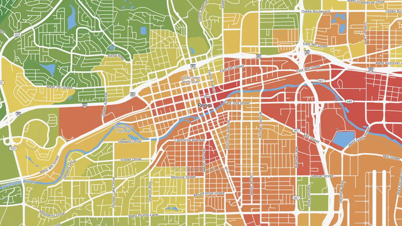 89501, NV Map of Vehicle Theft Rates