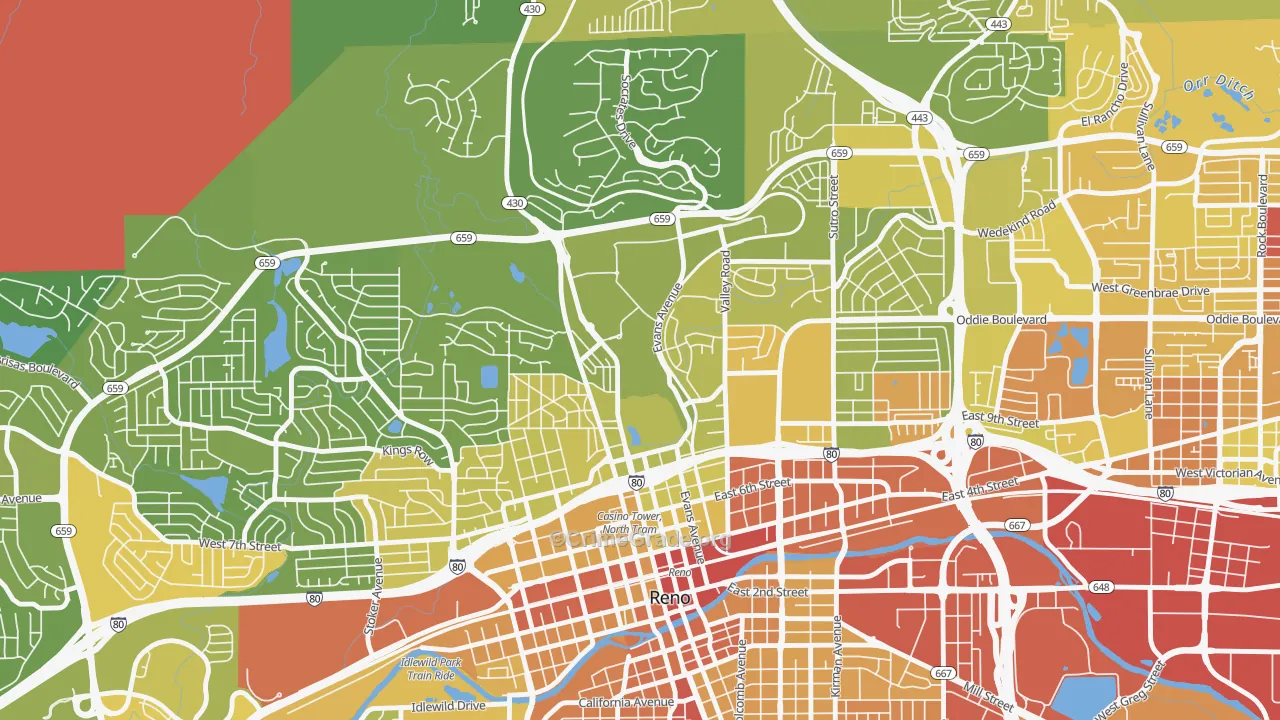 89557, NV Map of Vehicle Theft Rates