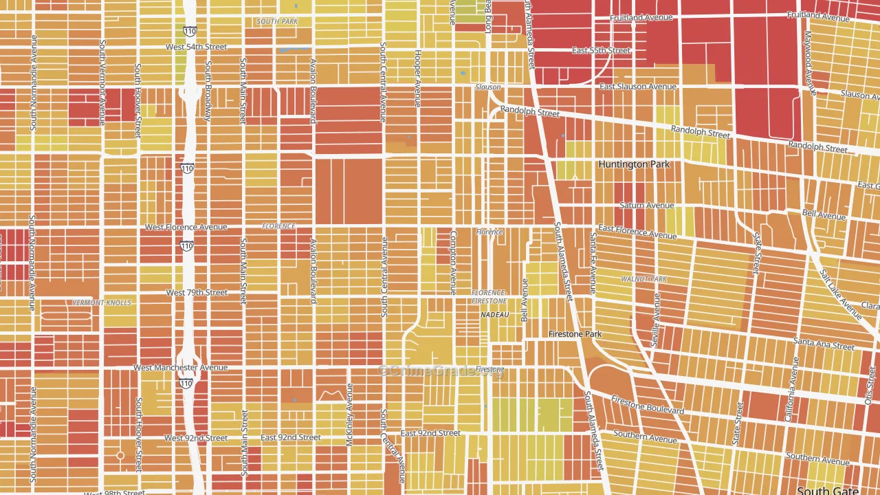 90001, CA Map of Vehicle Theft Rates
