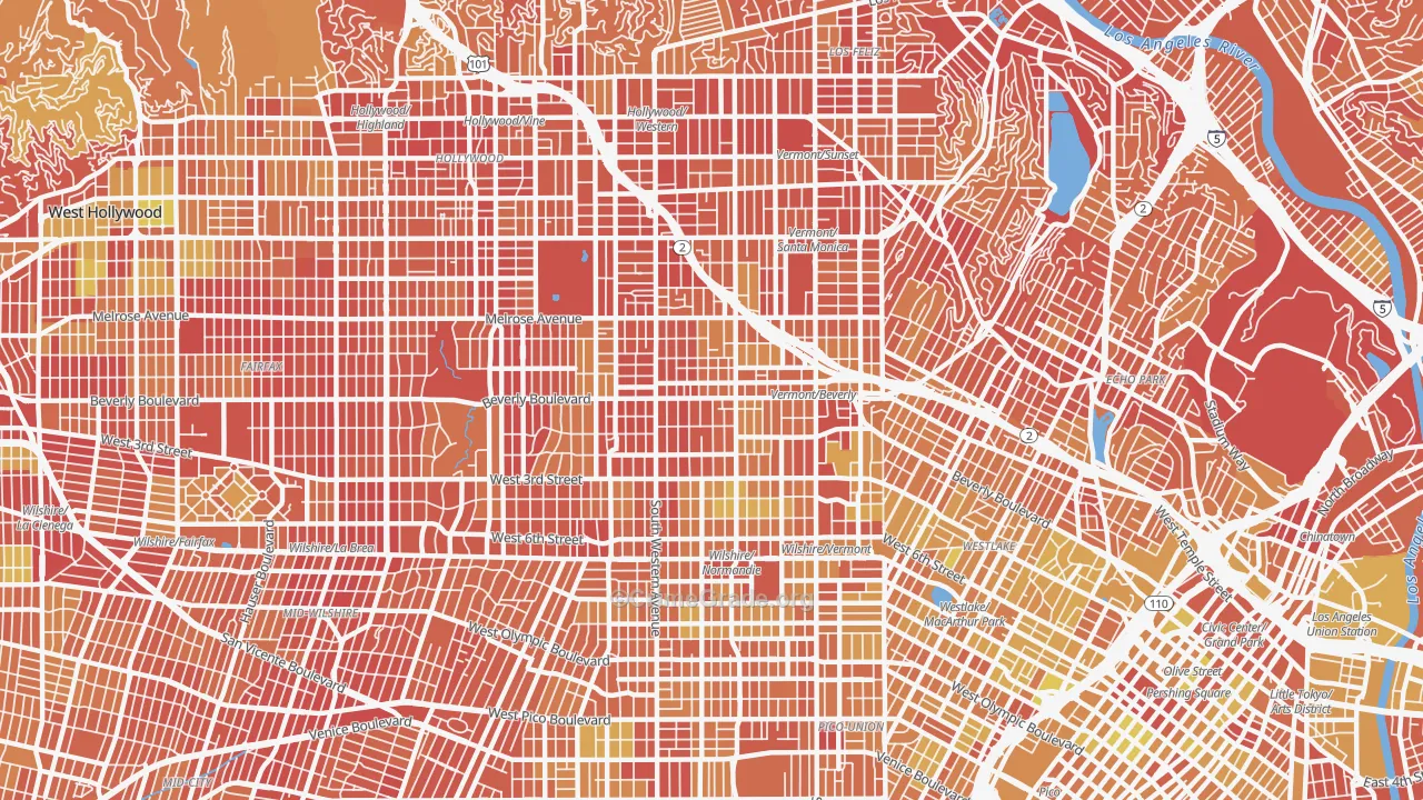 90004, CA Map of Vehicle Theft Rates