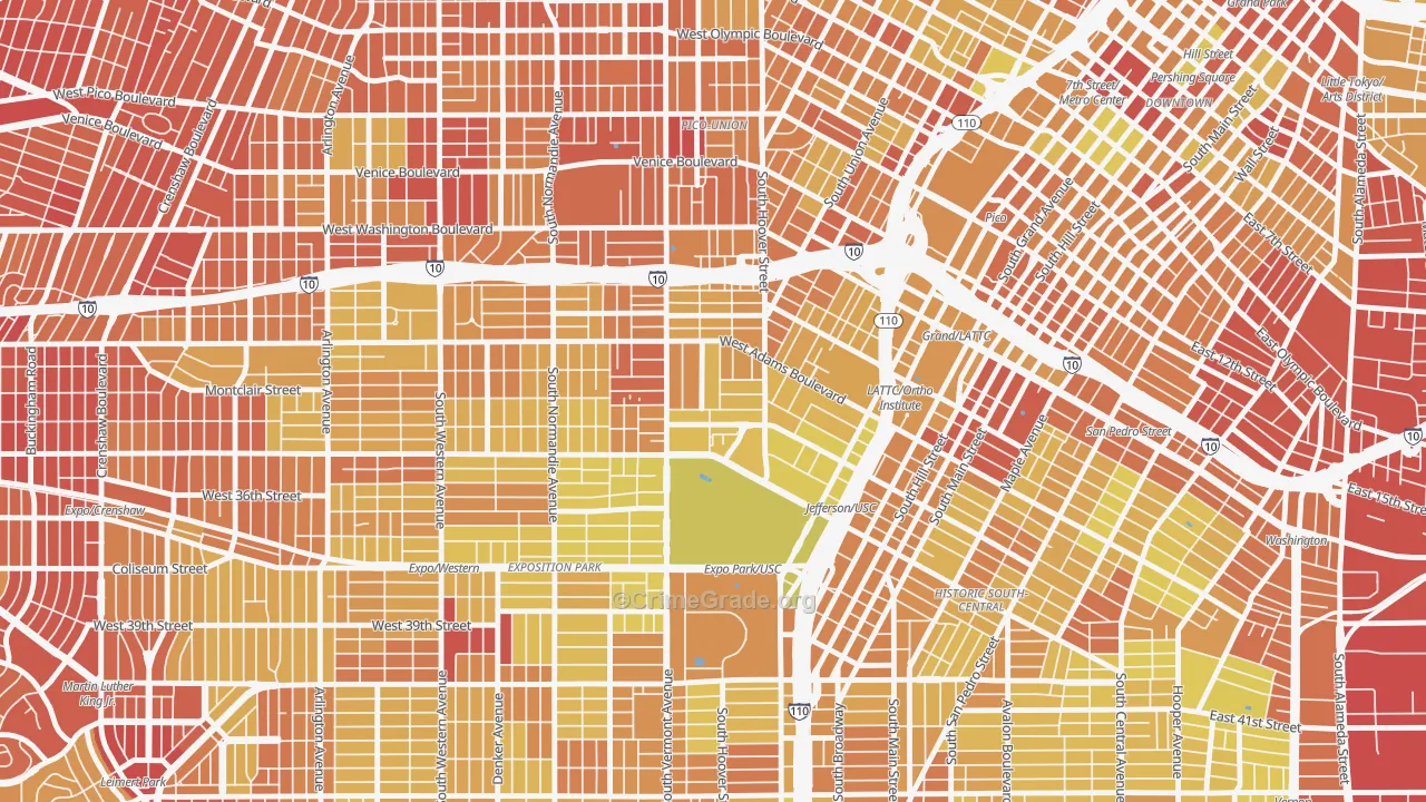 90007, CA Map of Vehicle Theft Rates