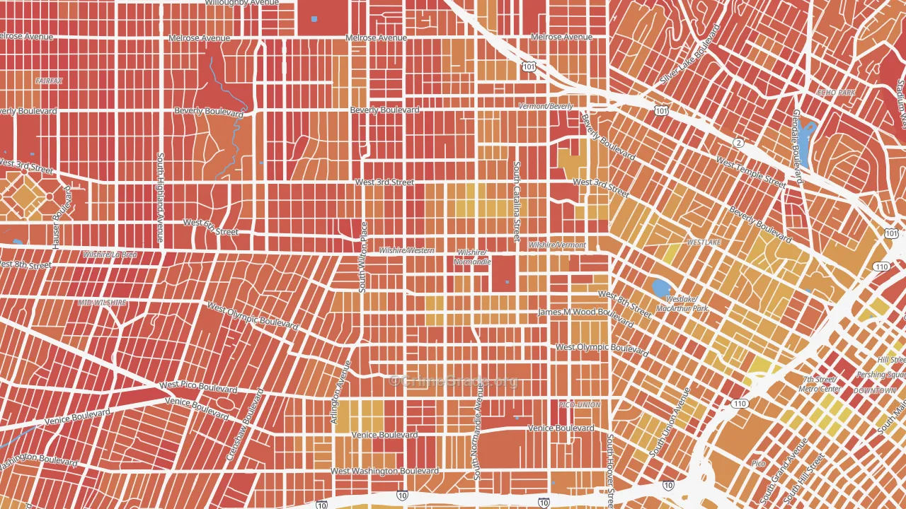 90010, CA Map of Vehicle Theft Rates