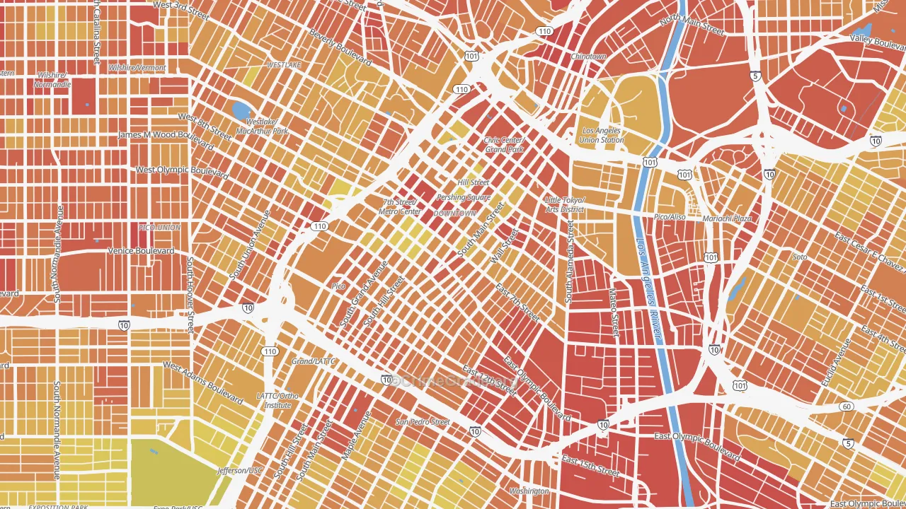 90014, CA Map of Vehicle Theft Rates