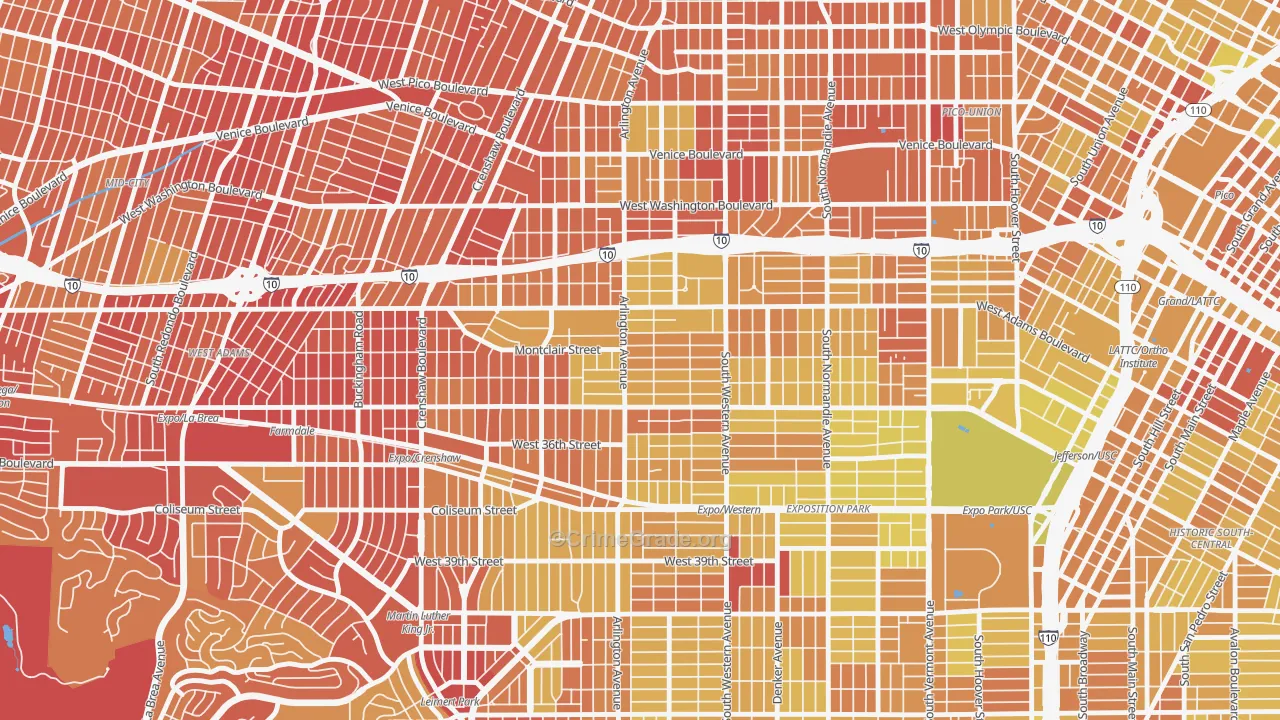 90018, CA Map of Vehicle Theft Rates