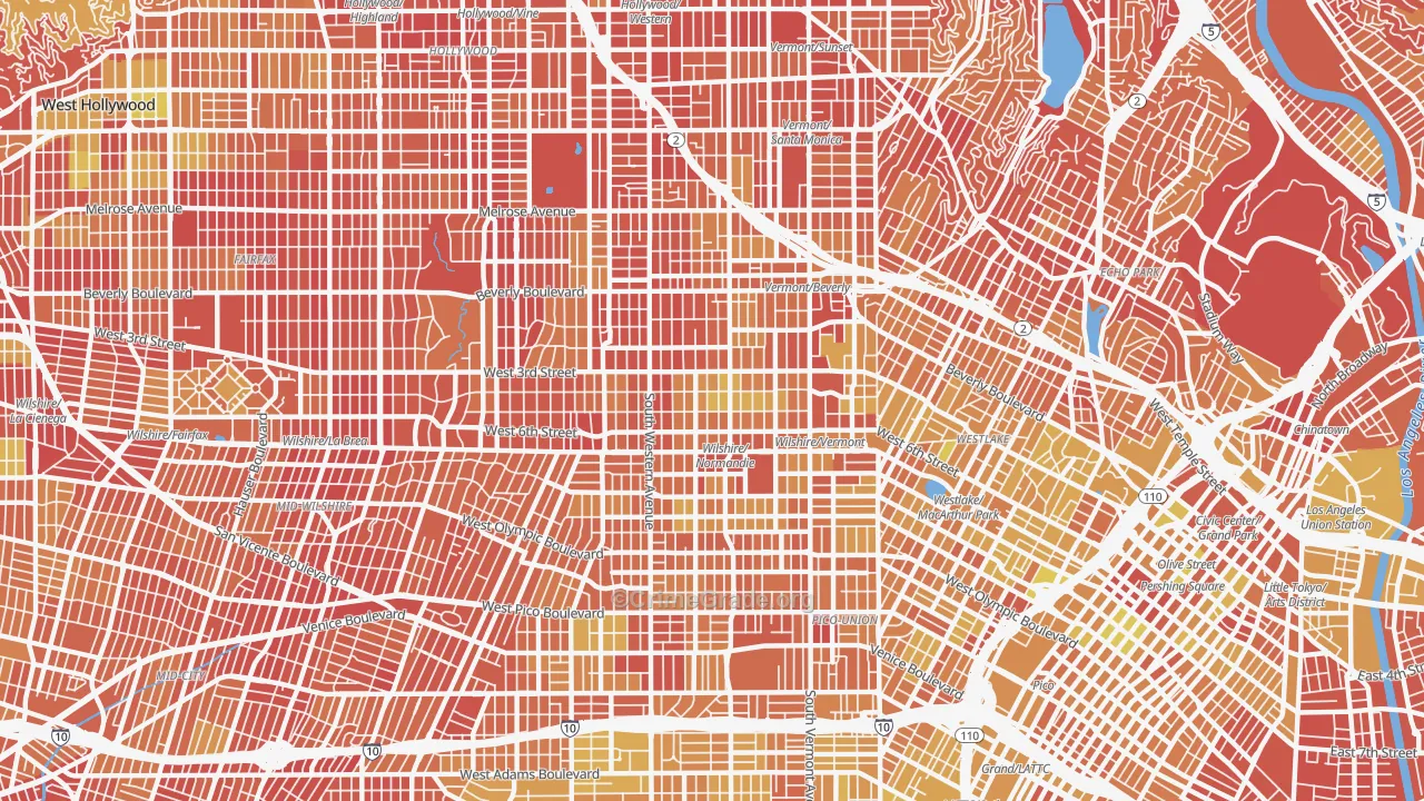 90020, CA Map of Vehicle Theft Rates