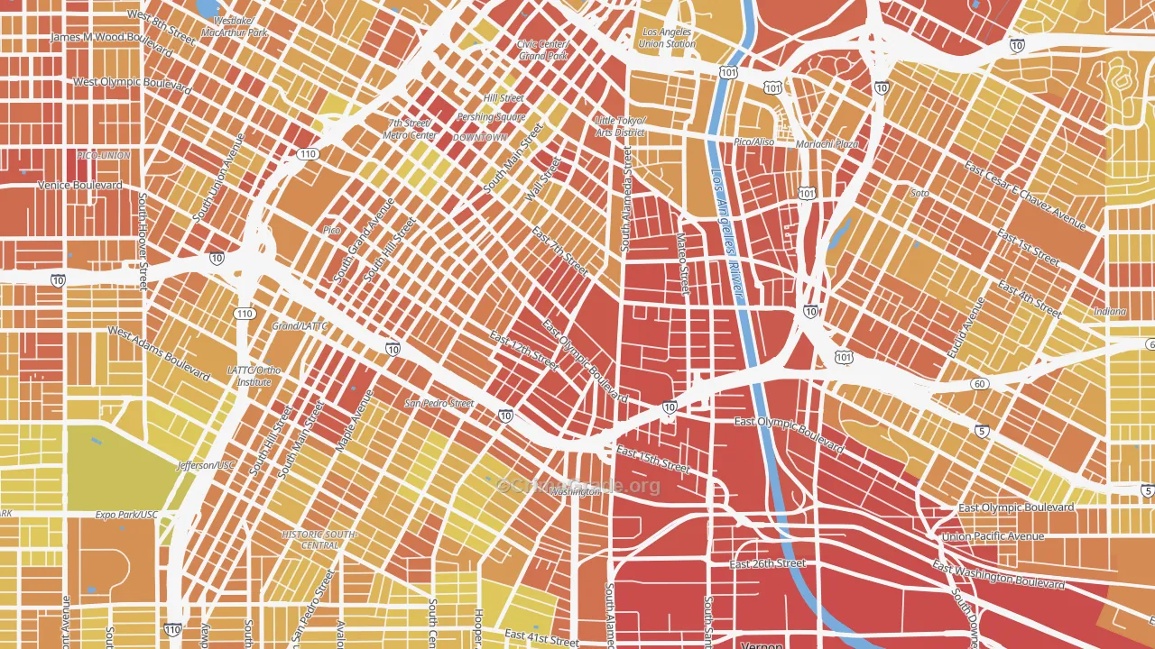 90021, CA Map of Vehicle Theft Rates