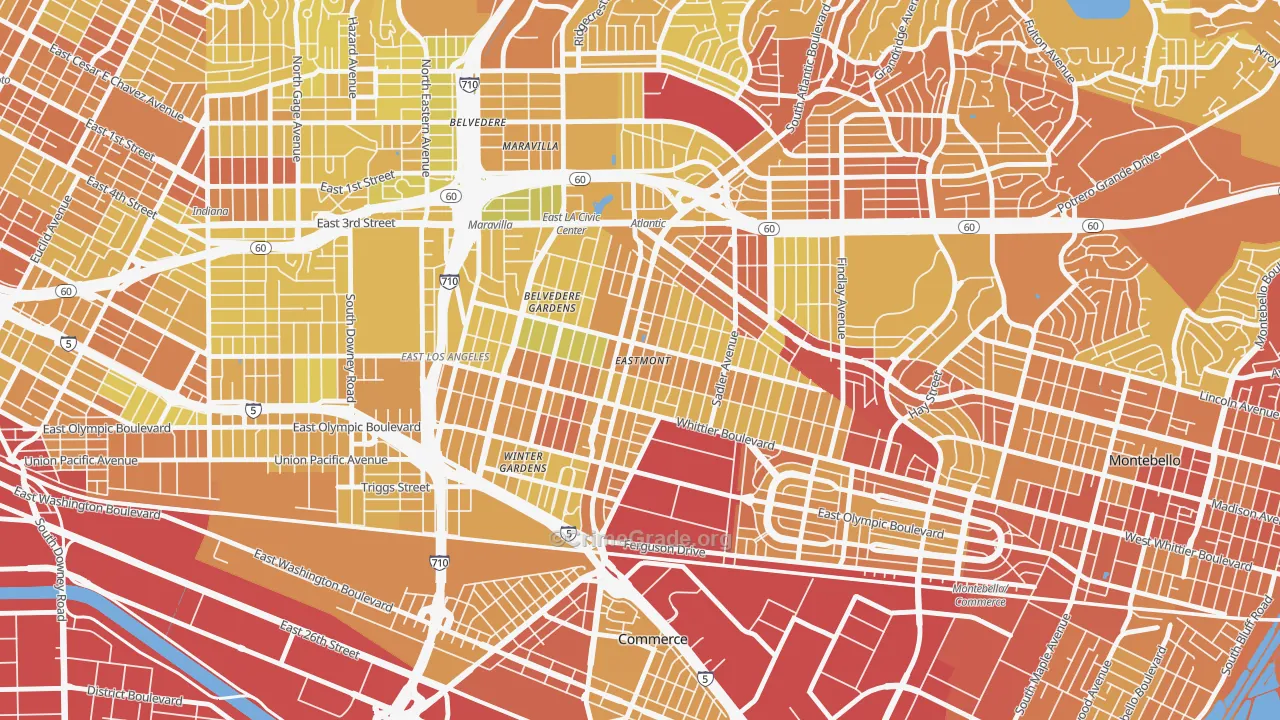 90022, CA Map of Vehicle Theft Rates