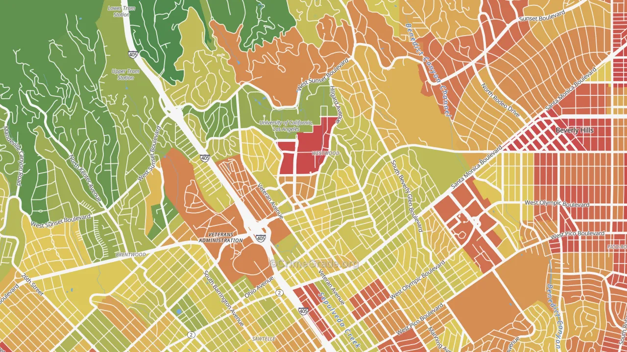 90024, CA Map of Vehicle Theft Rates