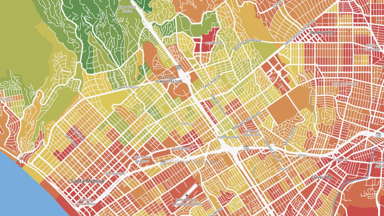 90025, CA Map of Vehicle Theft Rates