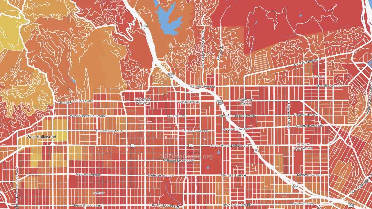 90028, CA Map of Vehicle Theft Rates