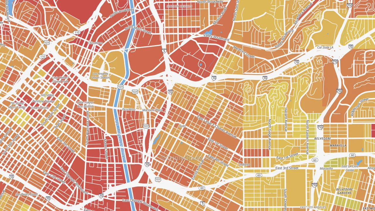90033, CA Map of Vehicle Theft Rates