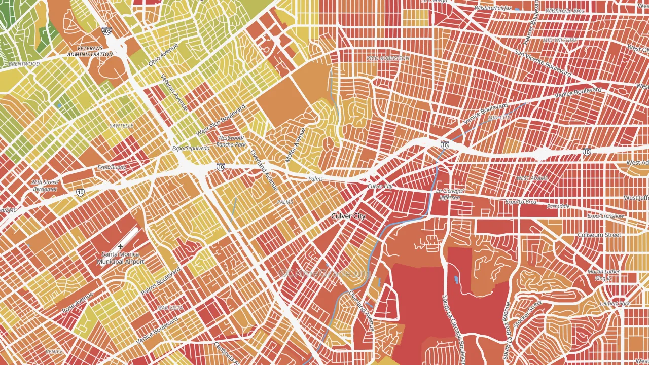 90034, CA Map of Vehicle Theft Rates