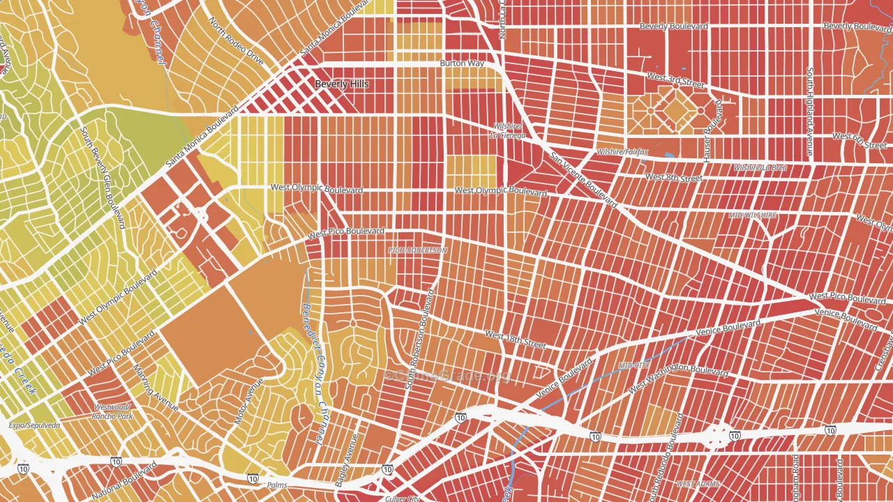 90035, CA Map of Vehicle Theft Rates