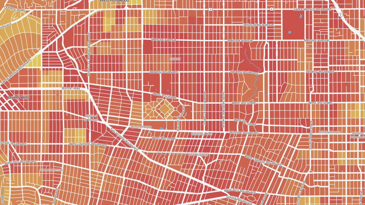 90036, CA Map of Vehicle Theft Rates