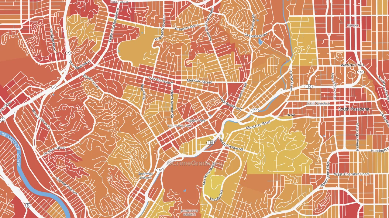 90042, CA Map of Vehicle Theft Rates
