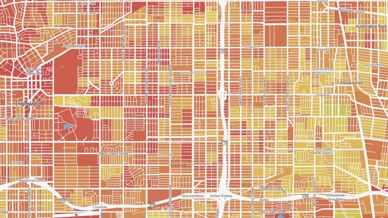90044, CA Map of Vehicle Theft Rates