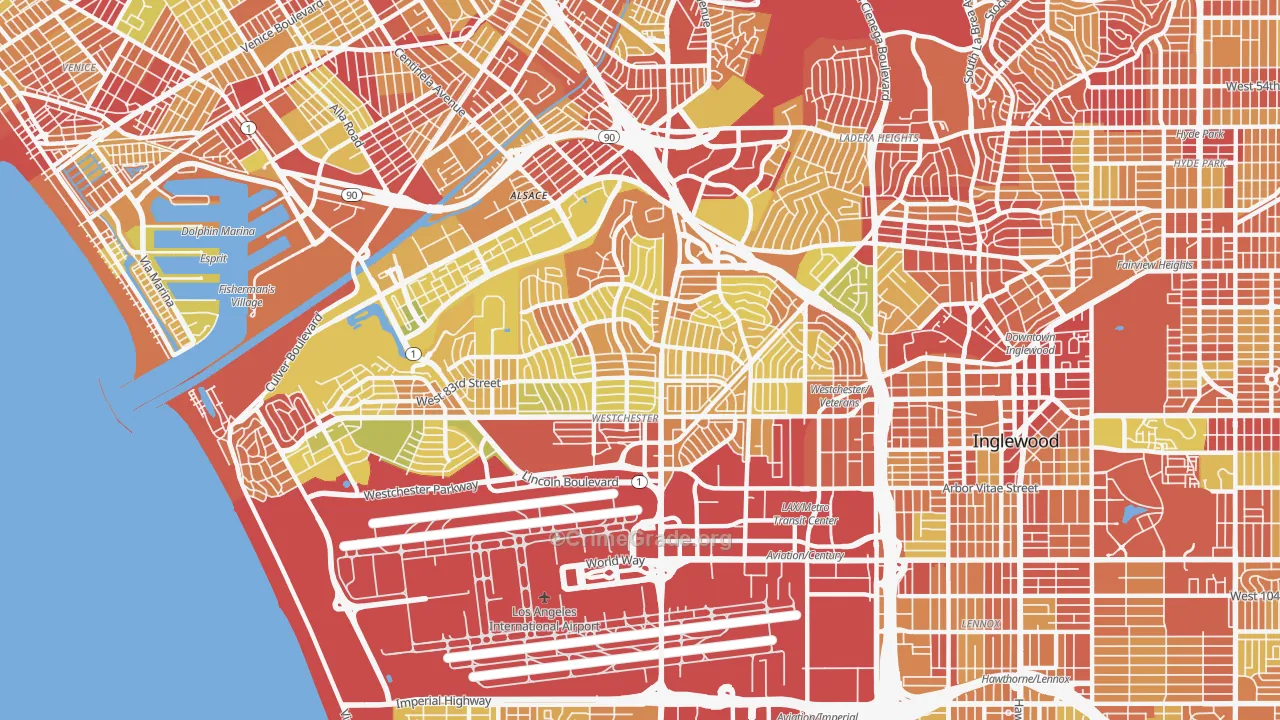 90045, CA Map of Vehicle Theft Rates