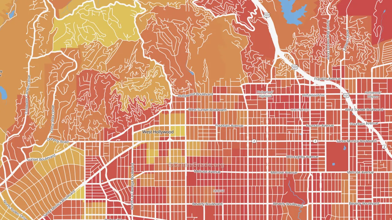 90046, CA Map of Vehicle Theft Rates