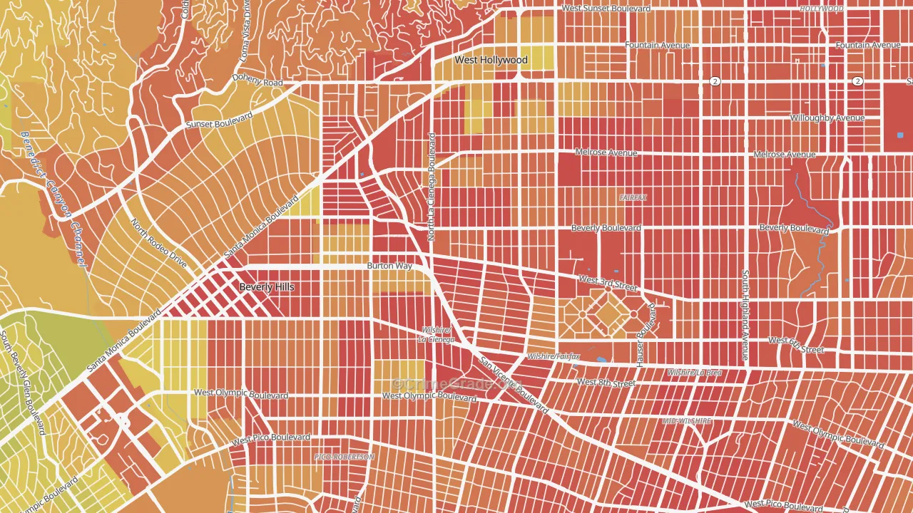 90048, CA Map of Vehicle Theft Rates