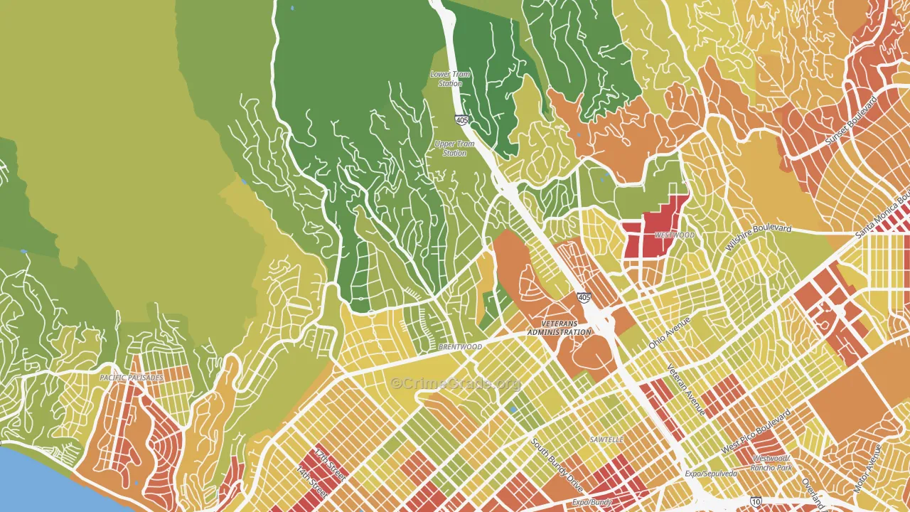 90049, CA Map of Vehicle Theft Rates