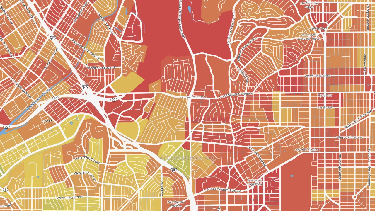 90056, CA Map of Vehicle Theft Rates