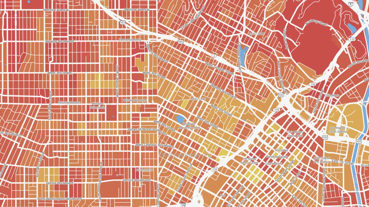 90057, CA Map of Vehicle Theft Rates