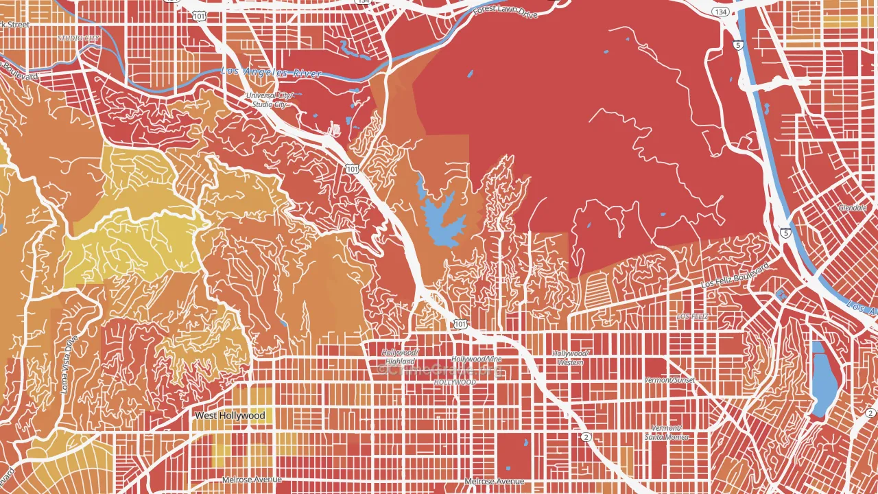 90068, CA Map of Vehicle Theft Rates