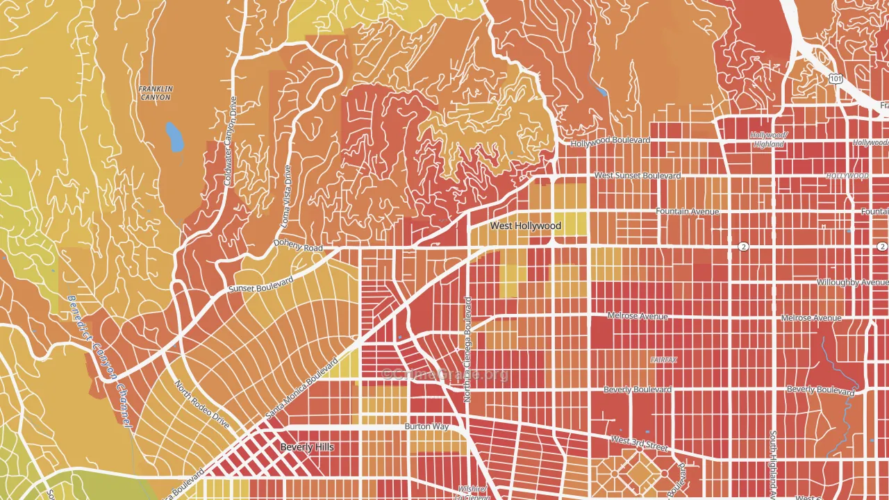 90069, CA Map of Vehicle Theft Rates