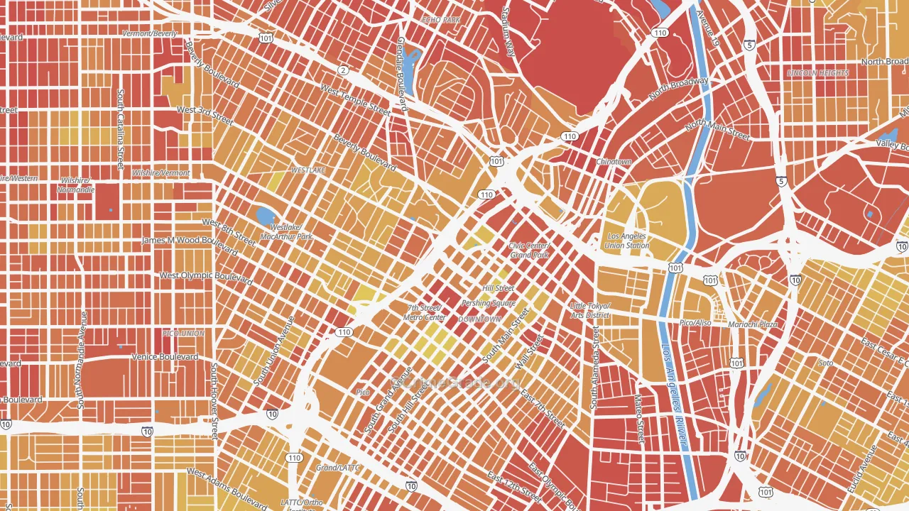 90071, CA Map of Vehicle Theft Rates