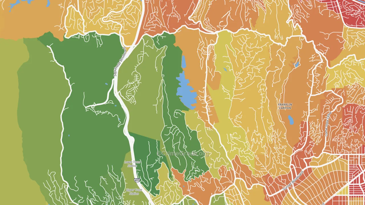 90077, CA Map of Vehicle Theft Rates