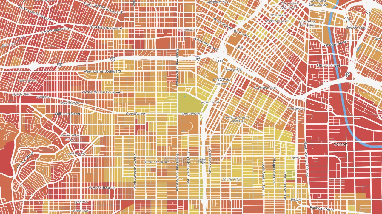 90089, CA Map of Vehicle Theft Rates