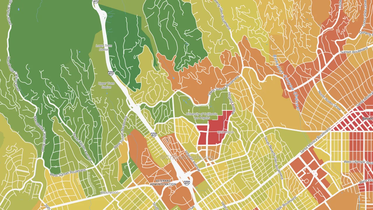 90095, CA Map of Vehicle Theft Rates